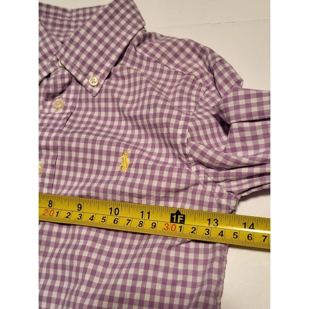 (#16) Polo By Ralph Lauren Long Sleeve Button Down Size Toddler 5T Purple/ White
